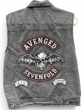 Avenged Sevenfold Black Denim Vest with Skull Patch